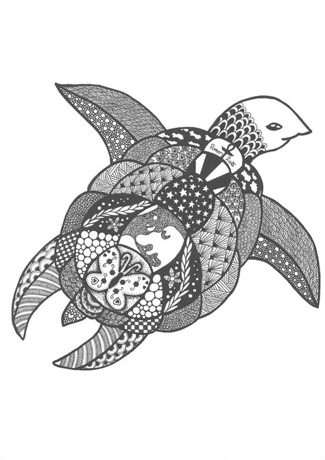 Zentangle Turtle Coloring Pages