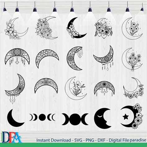 Moon Flowers Svg File Floral Moon Svg Dreams Svg Moon With Etsy