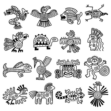 Premium Vector Ancient Tribal Logo Mexican Aztec Icons Animals