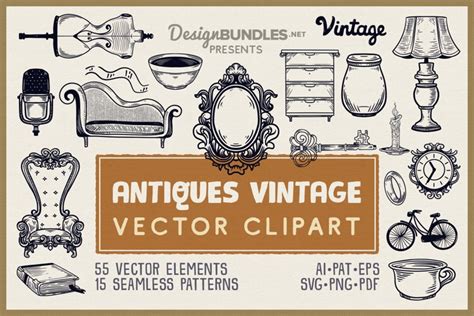 Antiques Vintage Vector Clipart Pack