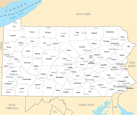 Pennsylvania Map With Cities And Towns Map Of Wake