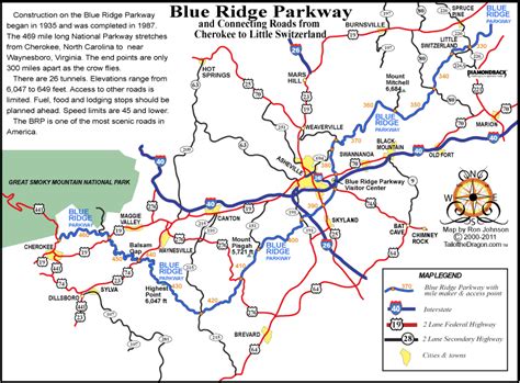 Blue Ridge Parkway Map With Mileposts