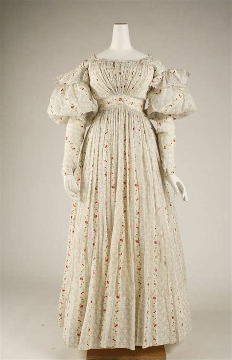 1827 British Cotton Morning Gownimage Via Met Museum Historical
