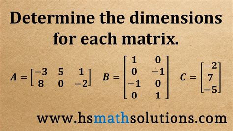 Determine The Dimensions Of A Matrix Example Youtube