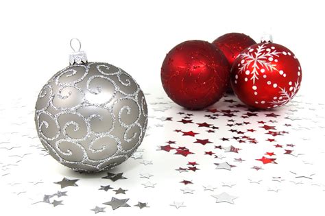 Ornaments | Free Stock Photo | Red and silver Christmas ornaments with