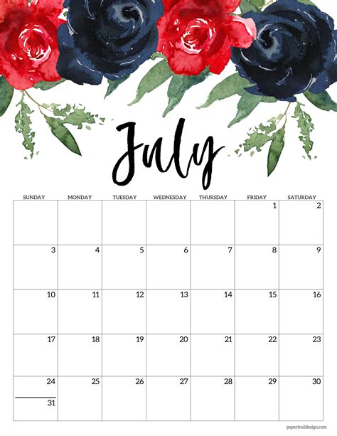 July Calendar 2022 Printable
