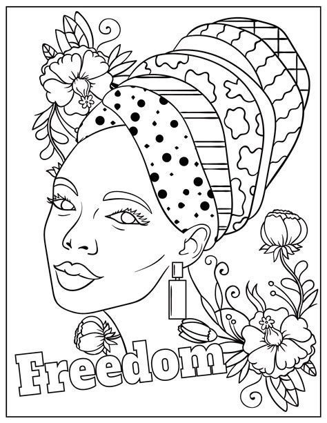 Freedom Coloring Page Printable Coloring Page Black Woman Etsy