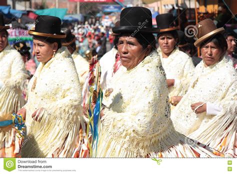 Cholitas Women At Dance Parade In Cochabamba Editorial Stock Image