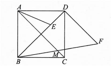 如图，在正方形abcd中，点e在对角线bd上，连接ae，df⊥ bd，且df be，fb与ac交于点m． 1 求证：m是bf的中点； 2 求证：de 2cm． 百度教育