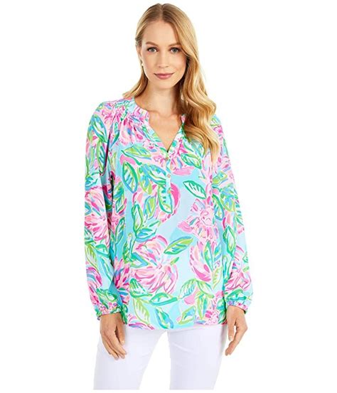 Lilly Pulitzer Elsa Top Multi Totally Blossom Womens Blouse The