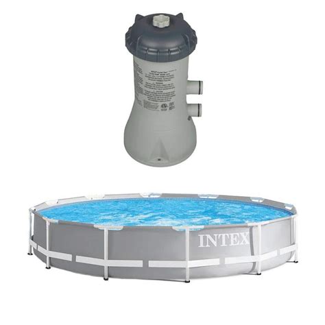 Intex 12 Ft X 30 In Round Above Ground Metal Frame Pool And 1000 Gph
