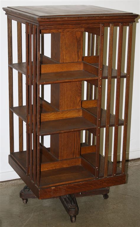 Suitable for both indoor and. Oak revolving bookcase.JPG | Merrill's Auction
