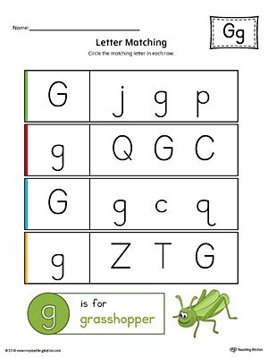 All resources our organized into two categories below: Letter G Uppercase and Lowercase Matching Worksheet (Color) | MyTeachingStation.com