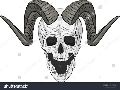 Horned Human Skull Evil Spirits Devil Stock Vector Royalty Free