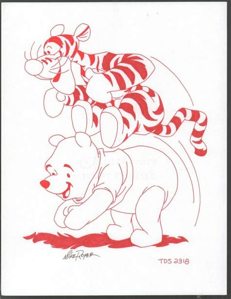 Winnie The Pooh Disney Red Ink Drawing Concept Art Tigger TDS 2318 By