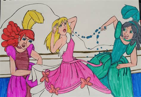 cinderella and her evil stepsisters coloured by thisorin on deviantart