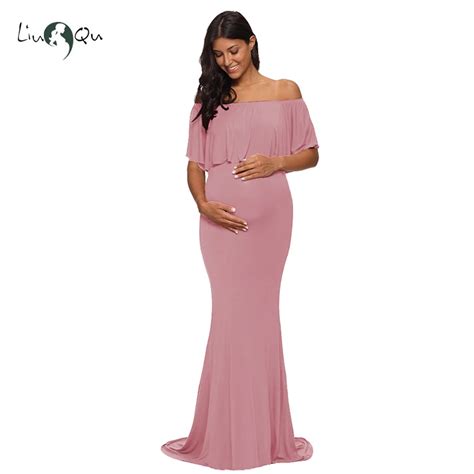 Maxi Photography Ruffles Maternity Dresses For Photo Shoot Props Pregnancy Clothes Ruffle