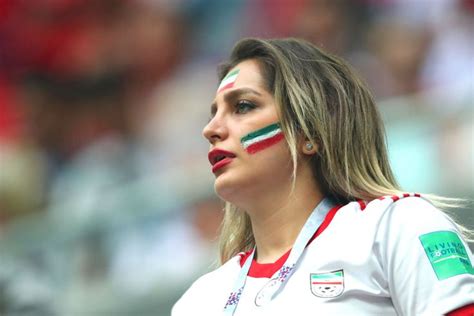 A Female Fan Of Iran Looks On During The 2018 Fifa World Cup Russia Beautiful Iranian Women