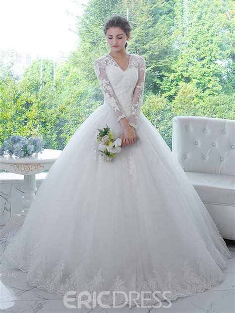 Free delivery and returns on ebay plus items for plus members. Ericdress Appliques Long Sleeves Ball Gown Wedding Dress ...