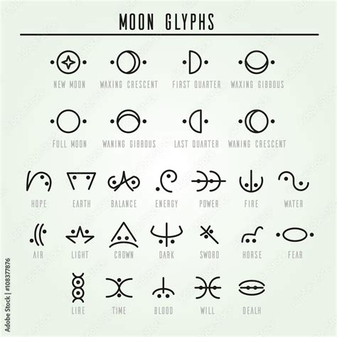 Moon Glyphs Sacred Geometry Line Design Stock Vector Adobe Stock