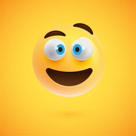 Yellow Realistic Emoticon Smiley Face Vector Illustration Vector Art At Vecteezy