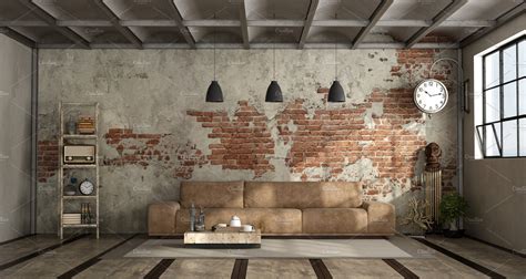 Living Room In Industrial Style ~ Architecture Photos ~ Creative Market