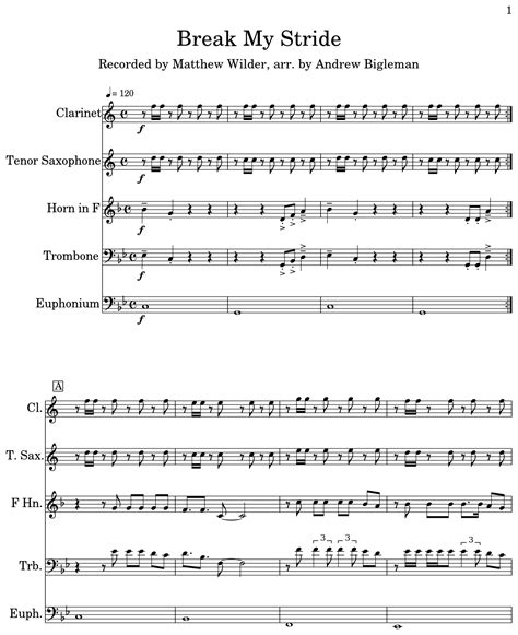 Break My Stride Sheet Music For Clarinet Tenor Saxophone Horn In F