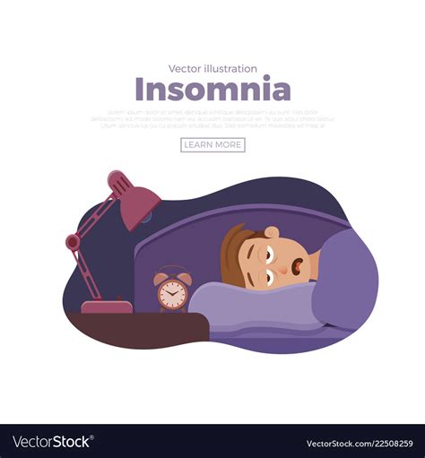 Sleepless Man Face Cartoon Character Suffers From Vector Image