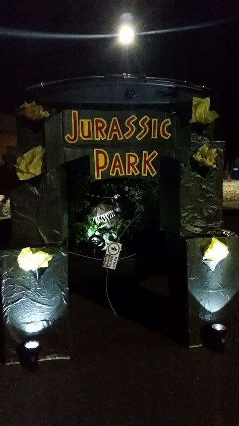 Jurassic Park Theme Trunk Lit Up At Night Jurassic Park Birthday Party Trunk Or Treat