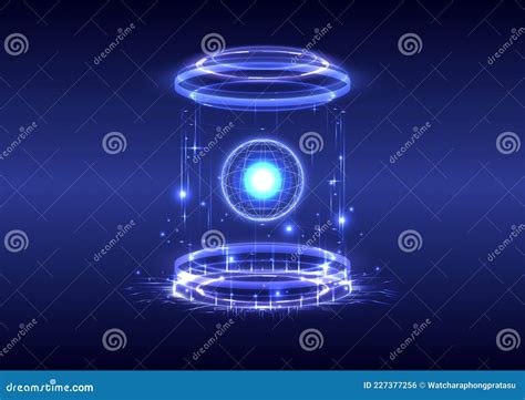 Portal And Hologram Science Futuristic Sci Fi Digital Hi Tech In