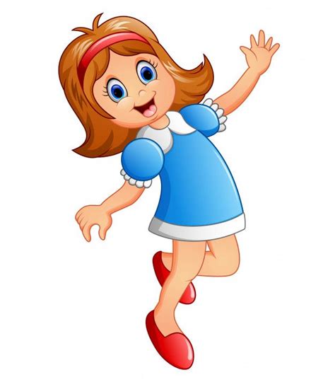 Descarga fotos de dibujos animados niños. Dibujos animados de niña feliz Vector Pr... | Premium ...