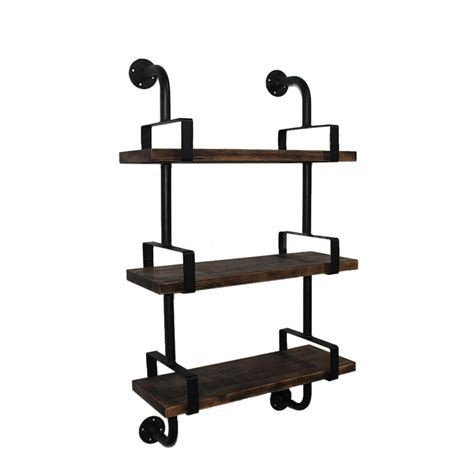 The easy way to incorporate industrial shelving into your decor on a budget. 3-Tier Rustic Industrial Iron Pipe Wall Shelves W/ Wood ...