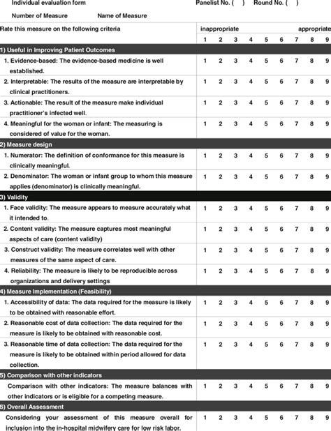 Sample Rating Questionnaire Form Download Table