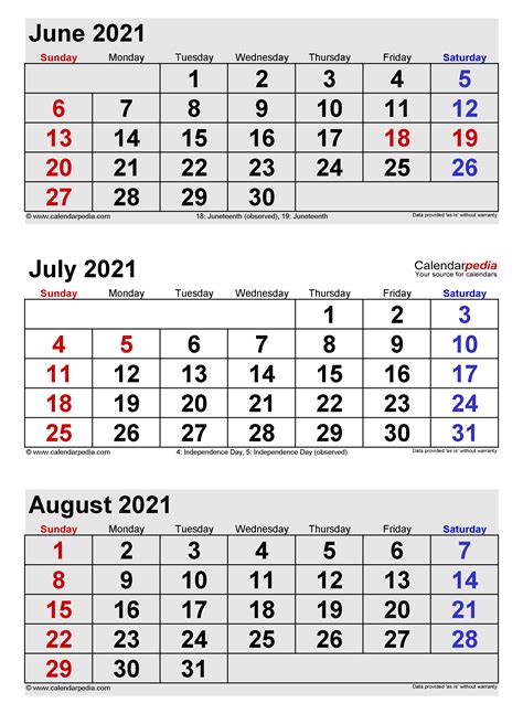 July 2021 Calendar Templates For Word Excel And Pdf
