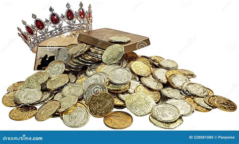 Gold Coins And Gemmed Crown Stock Photo Image Of Monarch Queen