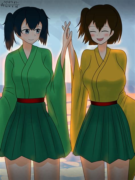 Wallpaper Anime Girls Kantai Collection Hiryuu Kancolle Souryuu Kancolle Twintails Blue
