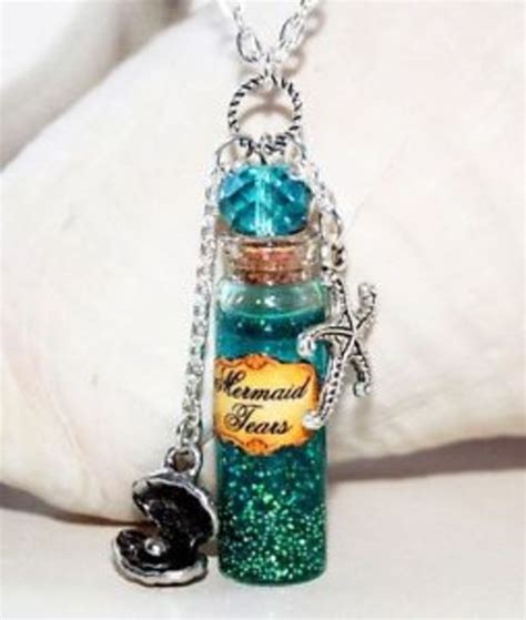 Mermaid Tears In Glass Bottle Potion Necklace With Starfish And
