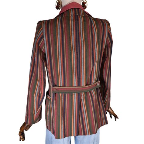 Guy Laroche Vintage 70s Cotton Jacket 1970s Striped Gem