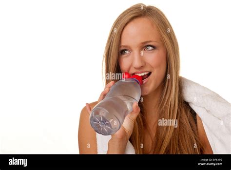Sporty Woman Drinking Water From A Bottle Stock Photo Alamy