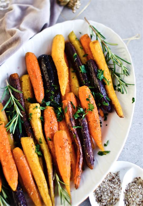 Easily the best garlic herb roasted potatoes. Simple herb roasted carrots - Sugar Salted