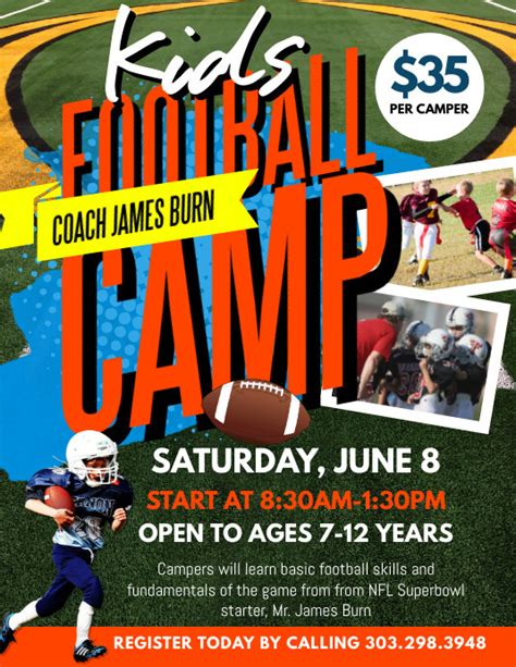 Kids Football Camp Flyer Template Postermywall