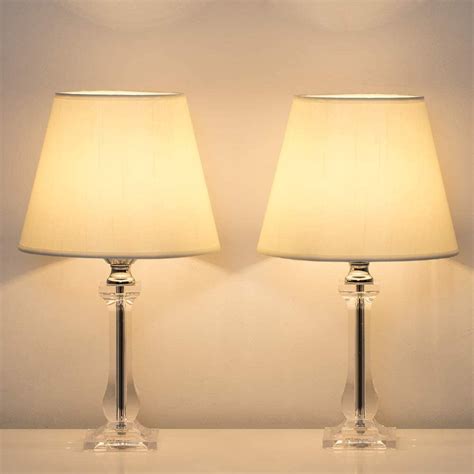 Bedside Table Lamps Modern Acrylic Nightstand Lamps Set Of 2 Small Bedside Lamps With Acrylic