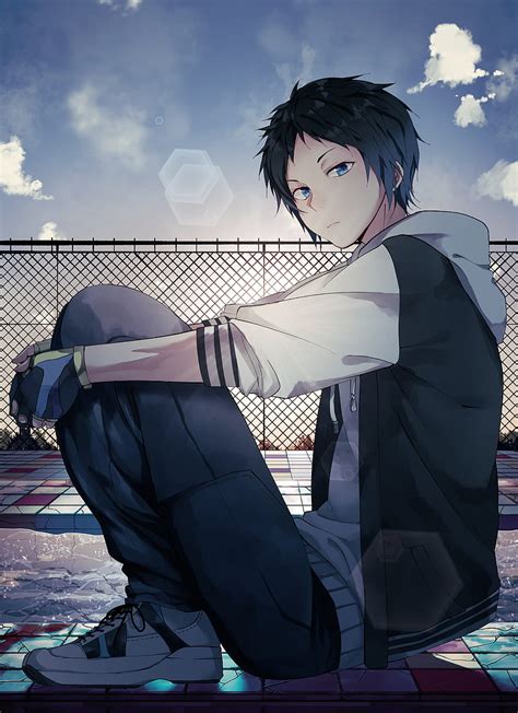 1366x768px 720p Free Download Anime Boy Sunlight Fence Rooftop
