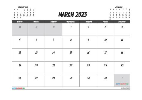 Free Printable March 2023 Calendar 12 Templates Free Printable 2021