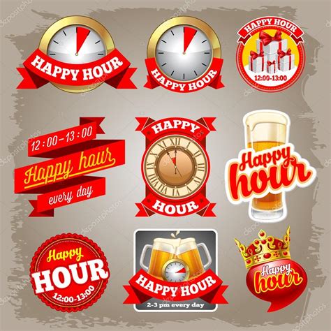 Happy Hour Etiquetas Ilustración De Stock De ©pazhyna 62671523