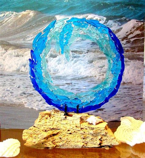Ocean Wave Fused Glass Sculpture Beach Decor Sea Art Surf Etsy In 2022 Sea Glass Art Sea