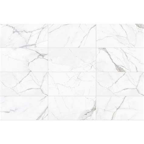 Satori Statuario 12 In X 24 In Polished Porcelain Marble Look Floor And Wall Tile 193 Sq Ft
