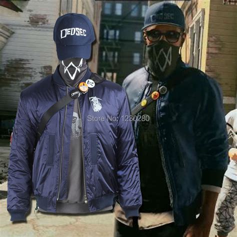 Watch Dogs 2 Costume Marcus Holloway Cosplay Costume Blue Jacket Adult