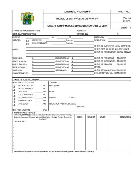 Xls F Gct 79 Formato Informe Supervision Convenios Obra Ok Krly