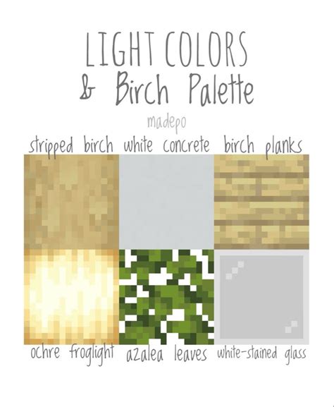 Minecraft Light Colors And Birch Palette In Minecraft Designs Minecraft Minecraft